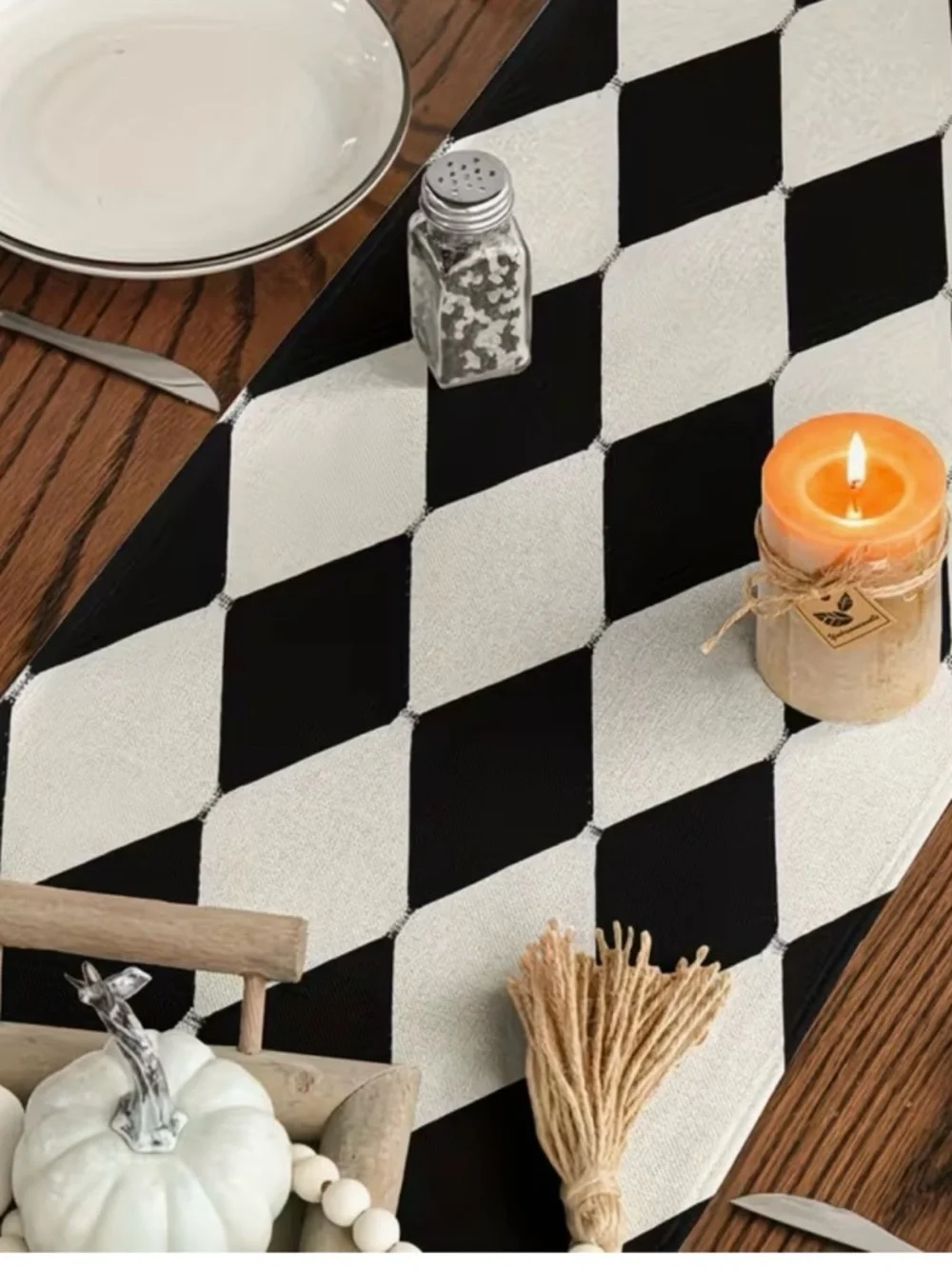 New Black & White Diamond Table Runner-Modern Farmhouse 15.75”x55.12”